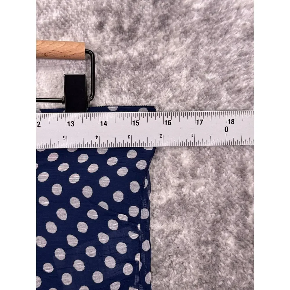 New J Crew Collection Skirt 12 Womens Chiffon Blue Polka Dot Midi Ruffle